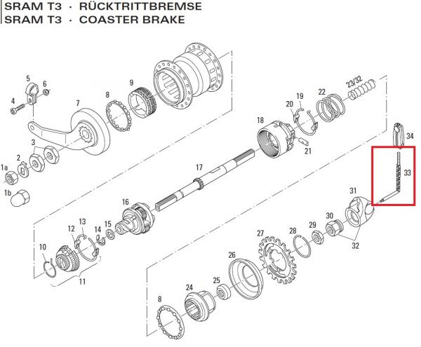 ZUGKETTCHEN, SRAM, 3-G. RECHTS